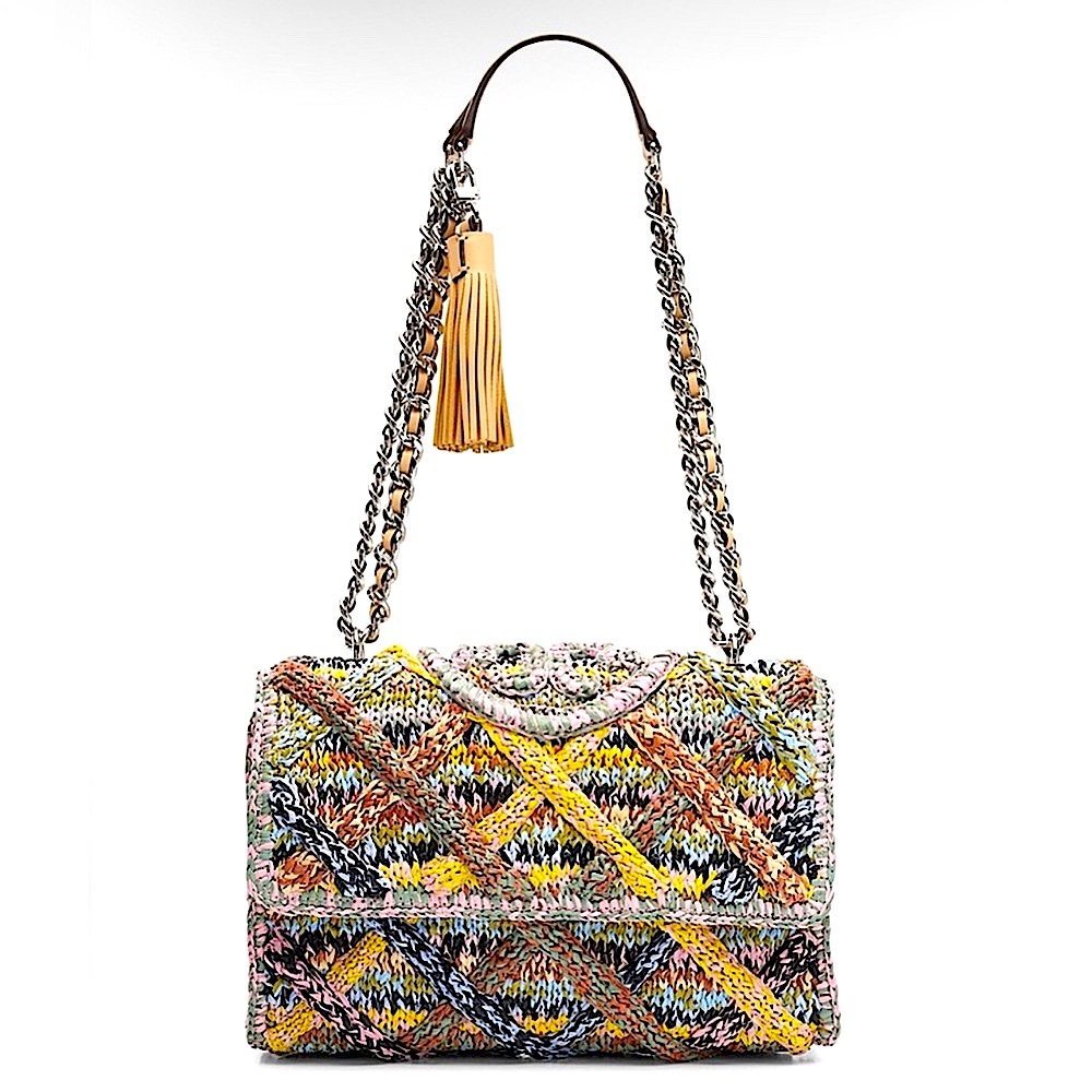 Tory Burch Fleming Melange Raffia Convertible Shoulder Bag